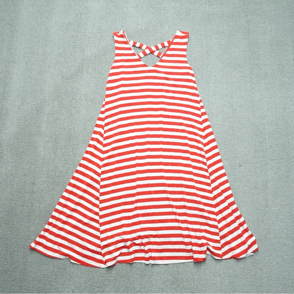 Style & Co. Vibrant Red and White Striped Dress Size XL Extra Large